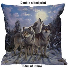 HGOD DESIGNS Cushion Cover Wild Wolf in Winter Forest with Full Moon,Throw Pillow Case Home Decorative for Men/Women Living Room Bedroom Sofa Chair 18X18 Inch Pillowcase 45X45cm