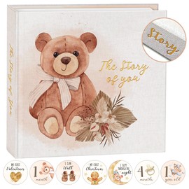 Elegant Design Baby Memory Book for Boy or Girl, Baby 5 Years Journal with Keepsake Sleeve, First Time Mom must have with 24 Baby Milestone Stickers, Scrapbook or Photo Album.