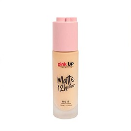 PINK UP | Matte Cover | Maquillaje líquido de cobertura media | Controla brillo facial y acabado mate por 12 horas | Ideal para piel mixta a grasa | M