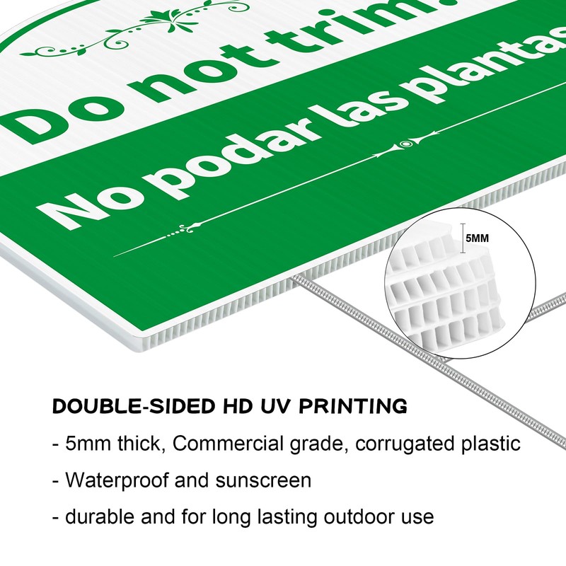 Do Not Trim Sign,Bilingual Plant Sign in English and Spanish,