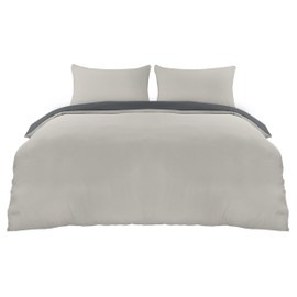 Utopia Bedding Duvet Cover Double - Soft Microfibre Polyester Duvet Cover with Pillow cases - Bedding Quilt Cover Set (Dark Grey/Light Grey)