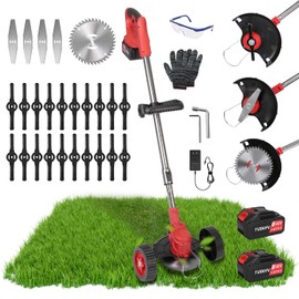 Electric Weed Wacker Cordless, 3 in 1 48V Electric Grass Trimmer, Lightweight Height Adjustable Weed Eater with 2.5 Ah Batteries & Charger Brush Cutter for Lawn Yard Garden