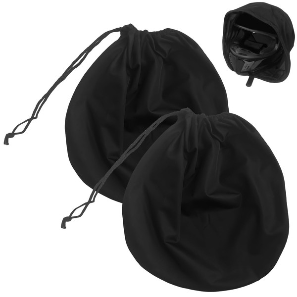 Helmet Bag, Pack of 2 47 x 43 cm Plush Helmet Bags with Drawstring, Waterproof Helmet Bag, Motorcycle Helmet, Black Helmet Bag for Motorcycle Helmet, Bicycle Helmet, Ski Helmets, Basketball, Fitness