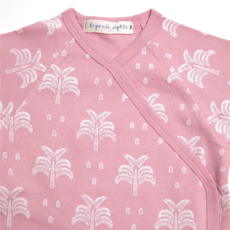Organic Cotton Crossover Baby Sleepsuit with Feet - Blush Pink