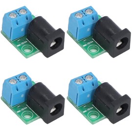 4Pcs DC Connector, 5.5x2.1mm to 2P 5.08mm Power Adapter Board Compatible with 5.5x2.5mm Port DC Power Connector for LED Strip CCTV Security Camera Cable End Plugs