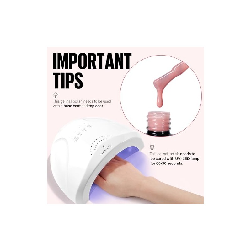 TOMICCA UV Nagellack Hellrosa, 8ml Gel Nagellack, UV LED Soak