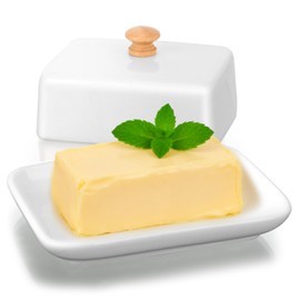 VINATO Burriera Ceramica per 250g, Burriera Porcellana con Coperchio e Manico Portaburro Ermetico per Burro Portaburro da Frigo, Lavabile in Lavastoviglie