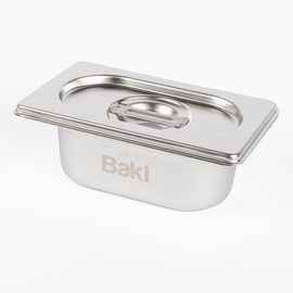 Baki Stainless Steel Gastronorm Container 1/9 Food Pan 65, 100, 150 mm Deep with & Without Lid (65mm Deep with Lid)