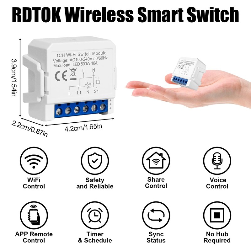 1 x Alexa Light Switch, WLAN Switch, WiFi Light Switch,