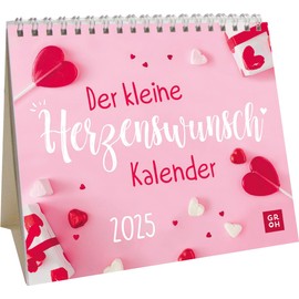 Mini-Kalender 2025: Der kleine Herzenswunschkalender: Kleiner Tischkalender mit Herzenswünsche Sprüchen | Mit Monatskalendarium | Schönes Geschenk für Mama