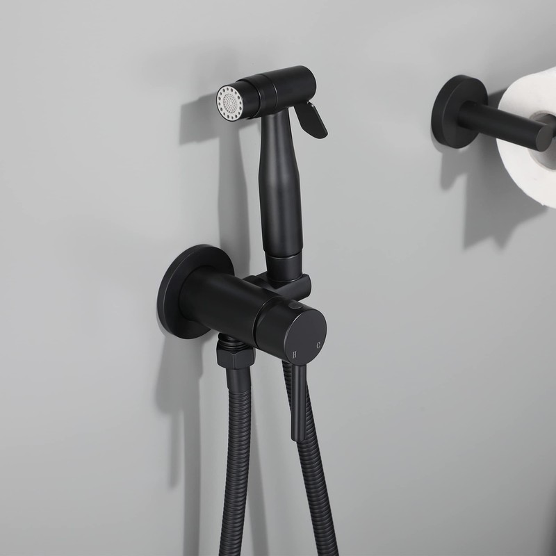 Black Handheld Bidet Sprayer for Toilet Warm Water, WiPPhs Stainless