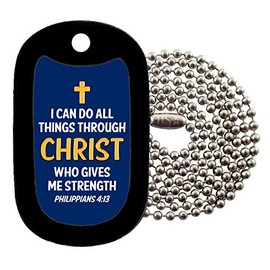 Tag-Z Military Dog Tags - Phil 4:13 Necklace - NAVYBLUE - Dog Tag Necklace