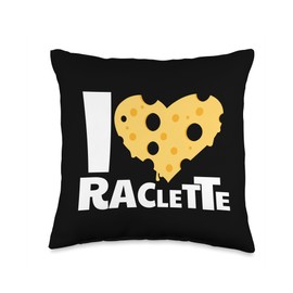 Melted Raclette Cheese Swiss Cuisine I Love Raclette I Winter New Year's Eve Fondue Switzerland Throw Pillow, 16x16, Multicolor
