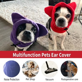 2PCS Dog Winter Hats, Dog Ear Cover Neck Warmer Windproof Dog Hoodie for Medium to Large Dog Noise Protection Dog Ear Muffs for Winter Outdoor (red-medium/2pcs)
