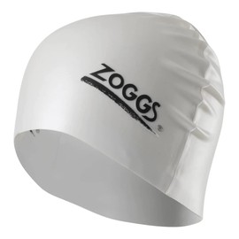 Zoggs Adult Swimming Caps, Comfortable Adult Swimming hat, Non-Slip lining Adult Swimming Hat, Shaped Swimming Cap, Chlorine Beating Zoggs Swim Cap (One Size), White