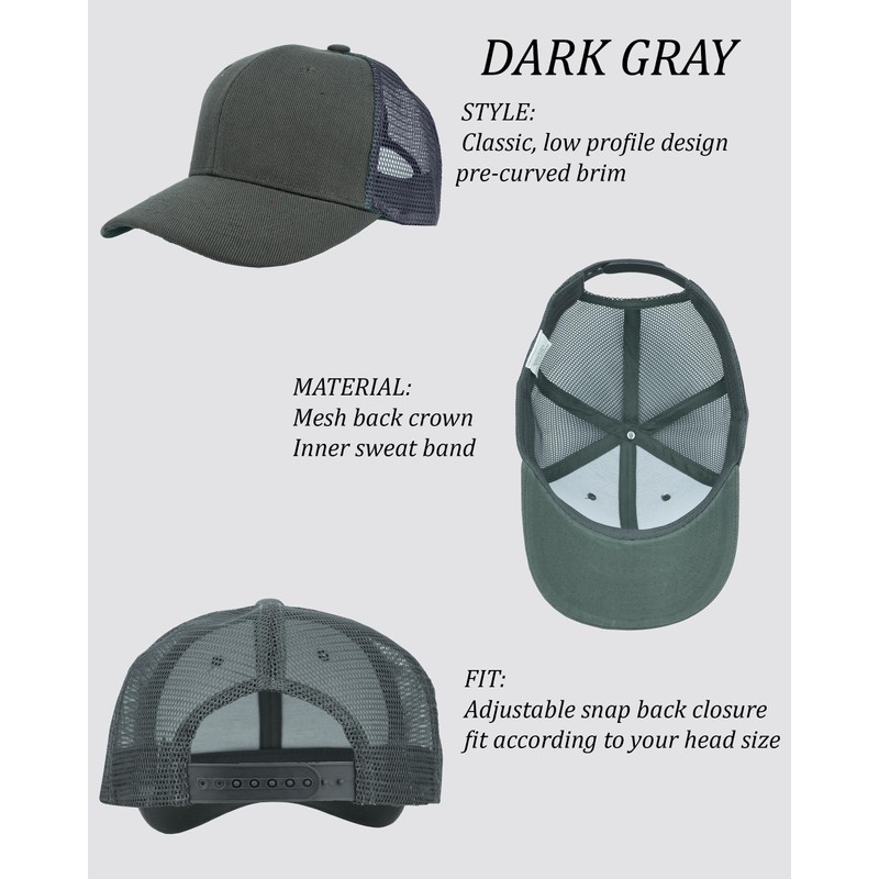 Gelante Mesh Trucker Baseball Cap Snapback Hat Structured Front Panel