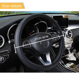CGEAMDY Car Steering Wheel Cover, Universal 38 cm Microfibre Steering Wheel Cover, Non-Slip Breathable Steering Wheel Cover, Odour-Free Steering Wheel Cover, Steering Wheel Protector (Black/Blue)