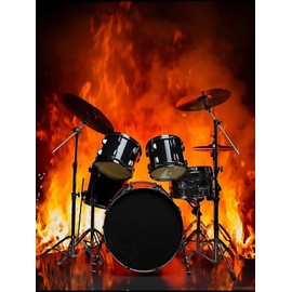 TUTUMAY21 Drum Set with Fire Diamond Art for Adults, 5D Round Rhinestones Diamond Painting for Adult Embroidery Art Kit, for Home Wall Decor Bedroom Decor or Gifts 30x40cm