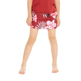 Matchable Mother or Daughter Hawaiian Activewear Set, Girl, Skorts, Lotus and Orchid Red, XS