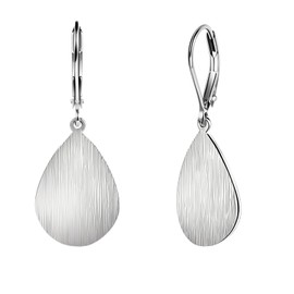 14K Gold Teardrop Hoop Earrings for Women Lightweight Tear Disc Coin Earring Geometric Flat Brushed Drop Earrings Leverback Earring Trendy Minimalism Jewelry (Silver)