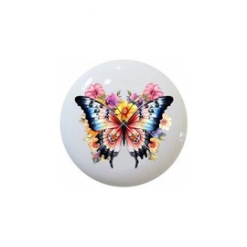 Floral Butterflies Flowers Butterfly Several Designs to Choose From - 1.5" DECORATIVE Glossy Ceramic Dresser Drawer PULLS Cabinet Cupboard KNOBS (09)