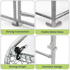 Large Metal Chicken Coop, Walk-in Poultry Cage, Chicken Run Pen House with Reinforcement & Waterproof & Anti-Ultraviolet Cover Chicken Coop Run with Lockable Doors for Outdoor 9.8 x 6.5X 6.5Ft