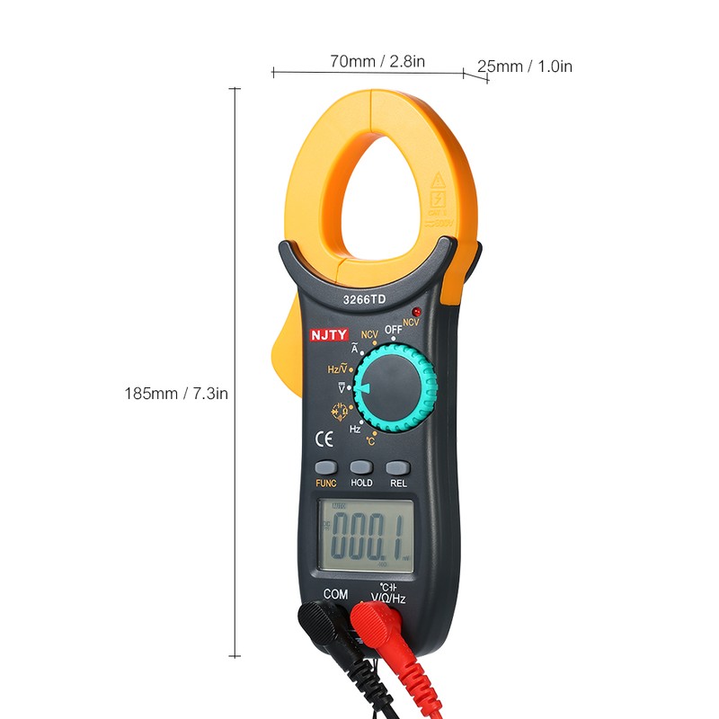 NJTY Digital Clamp Meter 4000 Counts Auto Range Multimeter with