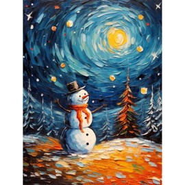 Sonsage Christmas Diamond Art Painting Kits for Adults,5d Snowman in Starry Night Diamond Art DIY Moon Gem Craft Full Drill Round Crystal Paint by Number for Home Wall Decor 12x16Inch