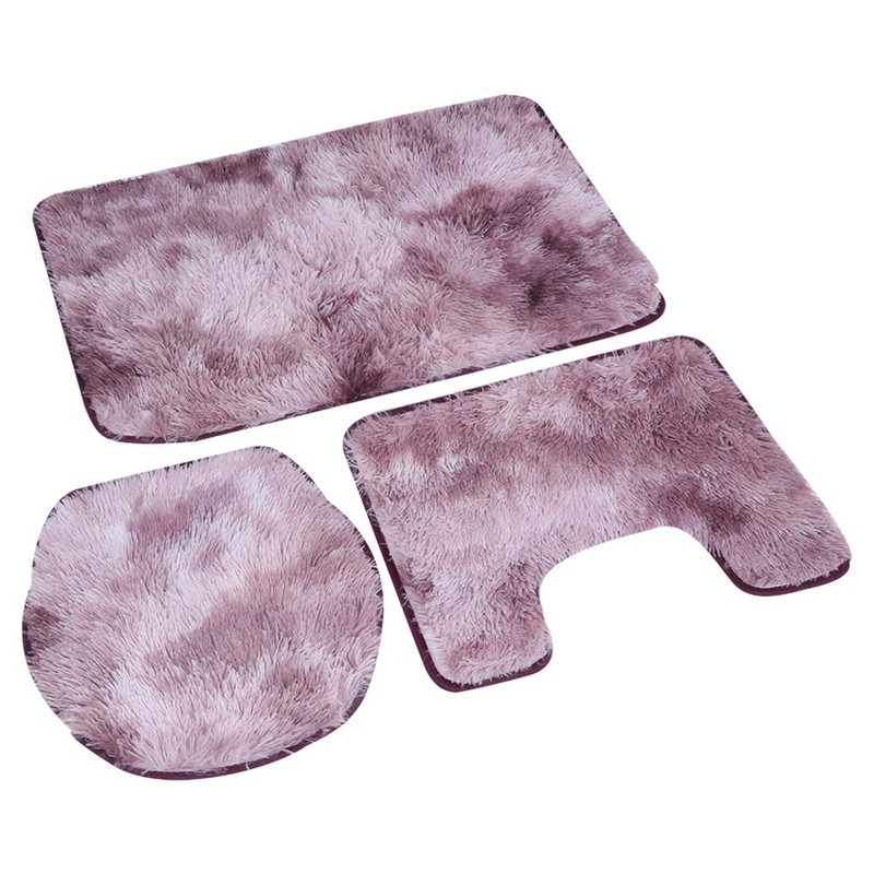 3Pcs Bathroom Rug Set Soft Non Slip Toilet Lid Cover