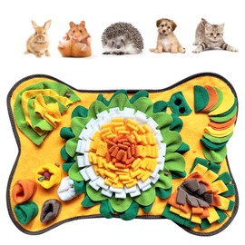 Rabbit Foraging Mat, Interactive Feed Game for Boredom, Small Pet Puzzle Toy, Yuoaes 17.3" x 25.5" Polar Fleece Snuffle Pad Bed Nosework Feeding Mat for Bunny Hamster Guinea Pigs Ferrets Chinchillas