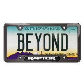 iPick Image Made for Ford F-150 Raptor Black Insert Gunmetal Chrome Stainless Steel License Plate Frame