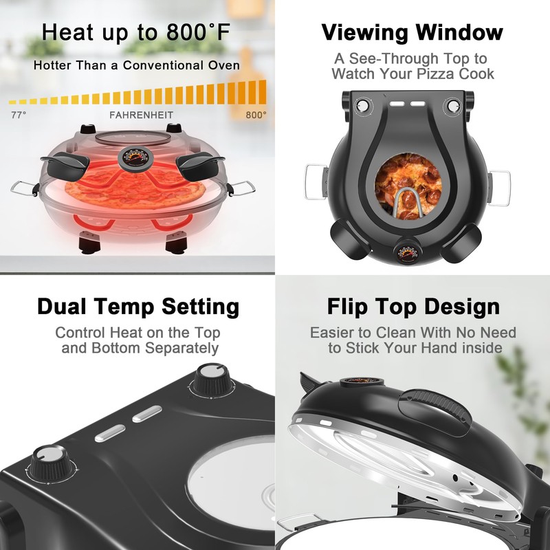 12 Inch Indoor Pizza Oven Countertop,Pizza Maker Portable
