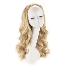 Bombshell Hair Extensions 3/4 Half Head Hair Piece 24 inches Heat Resistant Synthetic Long Curly Thick Wig (M18 LIGHT WARM BLONDE)
