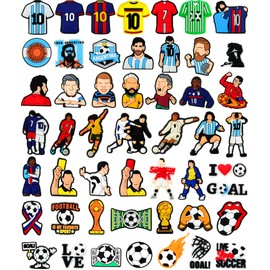 50Pcs Soccer Shoe Charms, Soccer Football Sports Shoe Pins Decoration Charms Accessories for Kids Boys Girls Teens Unisex Christmas Party Gifts