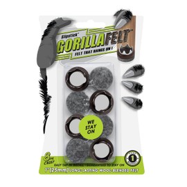 GorillaFelt CB257 Chair Leg Floor Protectors/Felt Glides (Set of 8) Tap On Felt Furniture Pads Guaranteed to Stay On, 1 Inch Round Sliders