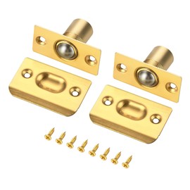 Ravinte Adjustable Ball Door Catch, Closet Ball Bearing Door Latch, Solid Brass Body & Stainless Steel Strike Plate, 2 Pack, Gold