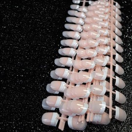 Kavya 240 uñas postizas cortas francesas naturales, uñas acrílicas de cobertura completa que incluyen 12 tamaños diferentes, puntas de uñas postizas