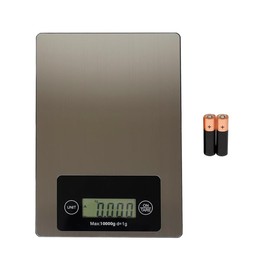 BUY IN WEB USA - Báscula digital de cocina, báscula de alimentos de acero inoxidable, kilogramos, libras y onzas, para dieta, hornear y cocinar, pantalla LCD grande, botón táctil, 10 kg, apagado