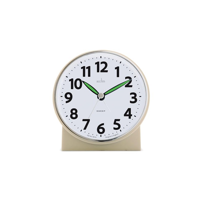 Acctim Micah Alarm Clock, Analogue Display, Non-Ticking, Blue LED Backlight,