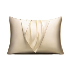 Silk Pillowcase 25 Momme Natural 100% Silk Single Sided Silk Envelope Type Pillow Cover Reduces Sleeping Habits Beauty Hair Suitable for Sleeping Seasons Washable, Antibacterial, Odor Resistant, 16.9