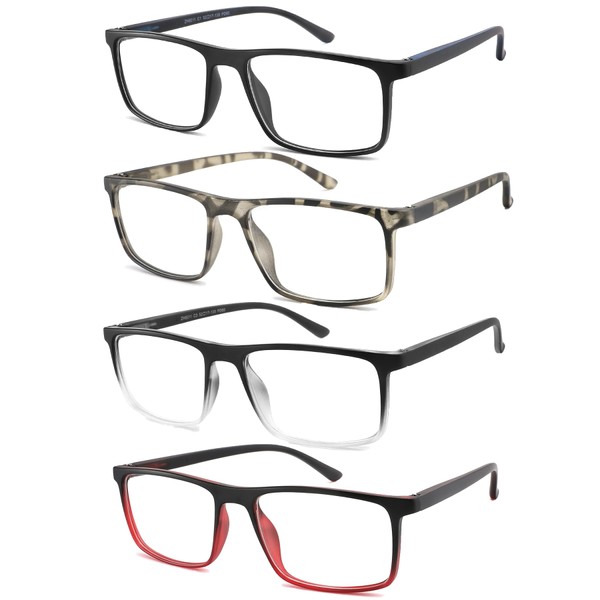 cyangander 4-Pack Mens Reading Glasses Computer Reading Fashionable Frame Blue