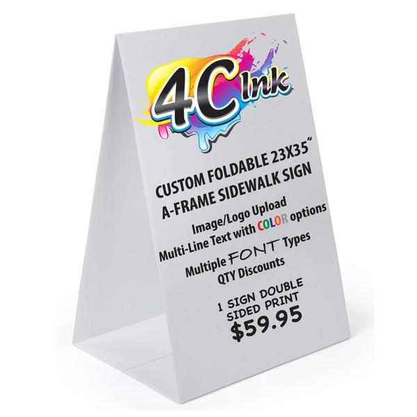 Custom Printed Folding Coroplast A-Frame Sidewalk Sign - Large 23x35"