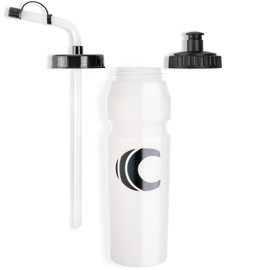 1 Liter Sports Water Bottle with Straw & Squeeze Lid, BPA Free, Leakproof, Great for Sports Requiring Helmets like Hockey Lacrosse Football Boxing (Clear)