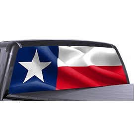 66" x 25" Universal Wavy Texas Flag Truck Rear Window Perforated Vinyl Graphic