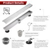 Sharp-tec 32 inch Linear Shower Drain, Brushed Rectangular Floor Drain,