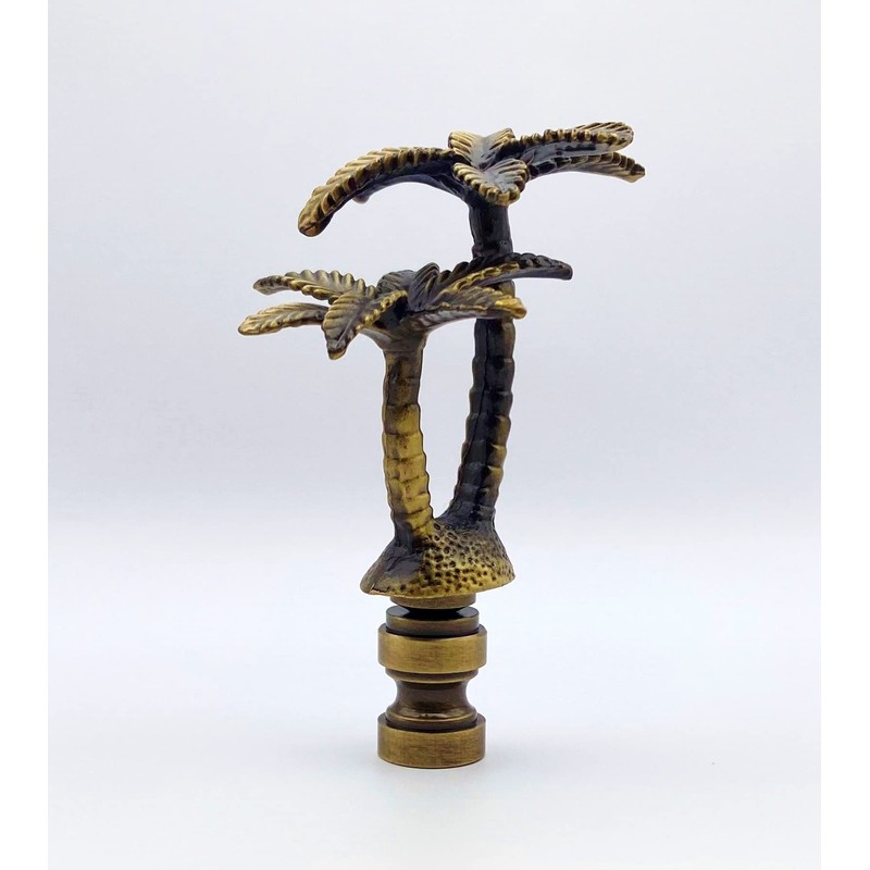 Lamp Finial-Coconut Palm Tree-Antique Brass Finish, Highly Detailed Metal Casting