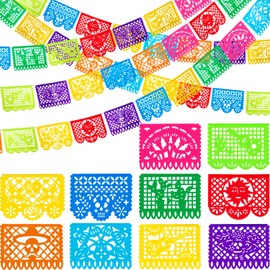 5 Packs Mexican Party Banners Papel Picado Banner Cino De Mayo Fiesta Party Decorations Hanging Banner Flags for Party Supplies, Dia De Los Muertos Day of the Dead Decor,10 Patterns 80 ft
