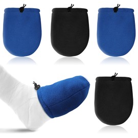 Cast Toe Socks for Women Men 4 Pack Cast Toe Cover Nonslip Protector to Keep Warm, Fits Ankle, Leg and Foot(Dark Blue, Black)