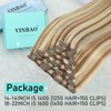 VINBAO Clip in Hair Extensions Real Human Hair 14inch 140g