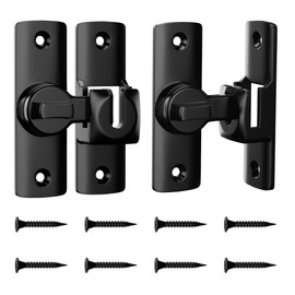 MaozyHomie Flip Door Latch, 90/180 Degree Barn Door Latch, Black Right Angle Door Lock Latch, Flip Gate Latches Hardware, Sliding Door Latch Lock for Cabinets, Bathroom, Barn Door, 2 Pack